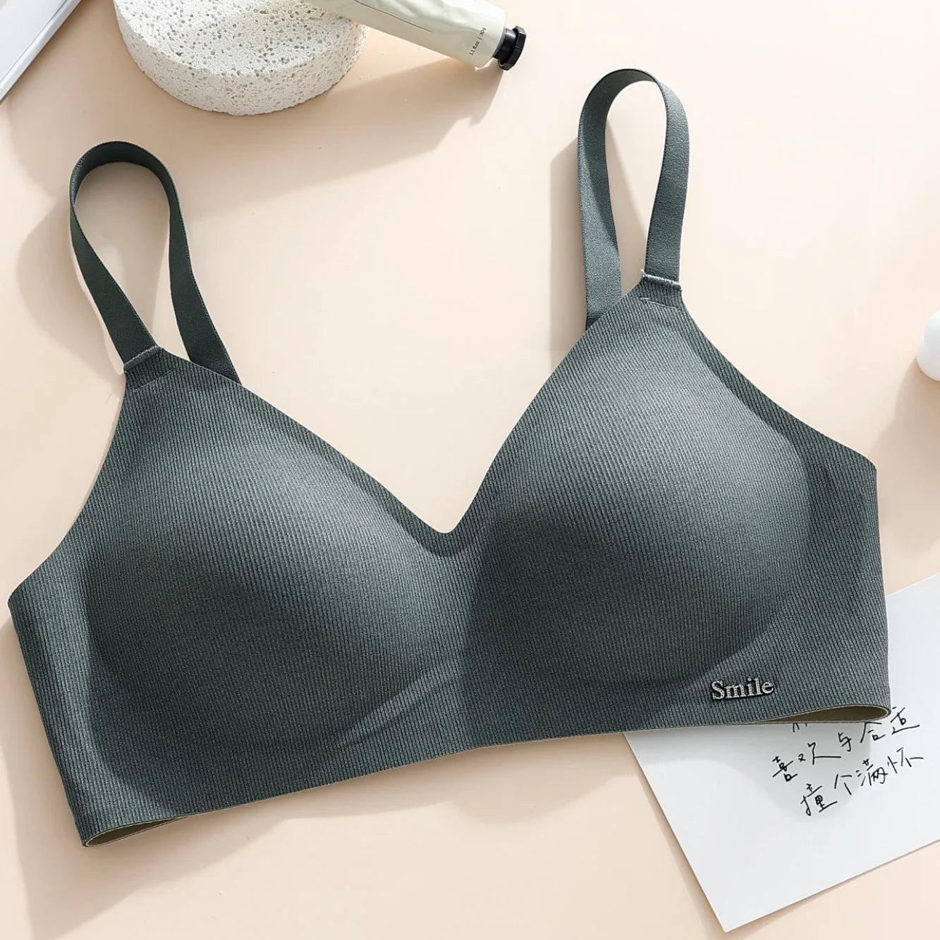 CAITING Beautiful Back Latex Cup Bra Soft Support Strips Skin-friendly Underwear For Women With Small Breasts