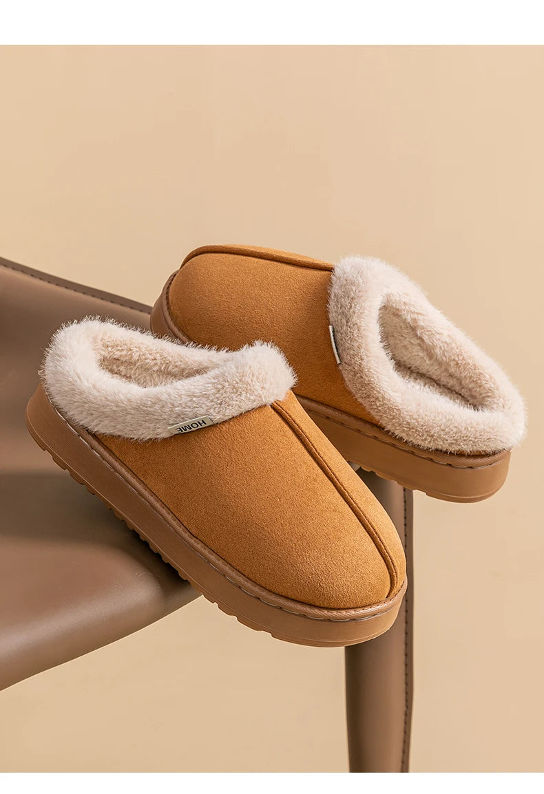 Women's Winter Slippers Non-Slip Indoor House Shoes, Plush Fleece Lined Warm Cotton Slippers with Soft Sole for Home Comfort