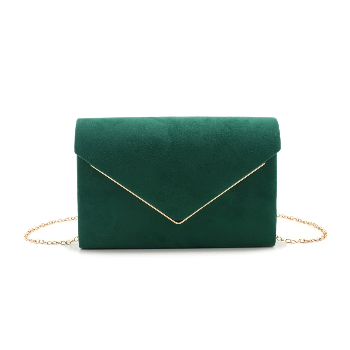 Envelope Design Velvet Women Evening Bags V Metal Fashion Small Cover Clutch Bags With Shoulder Chain Party Wedding Prom Handbag