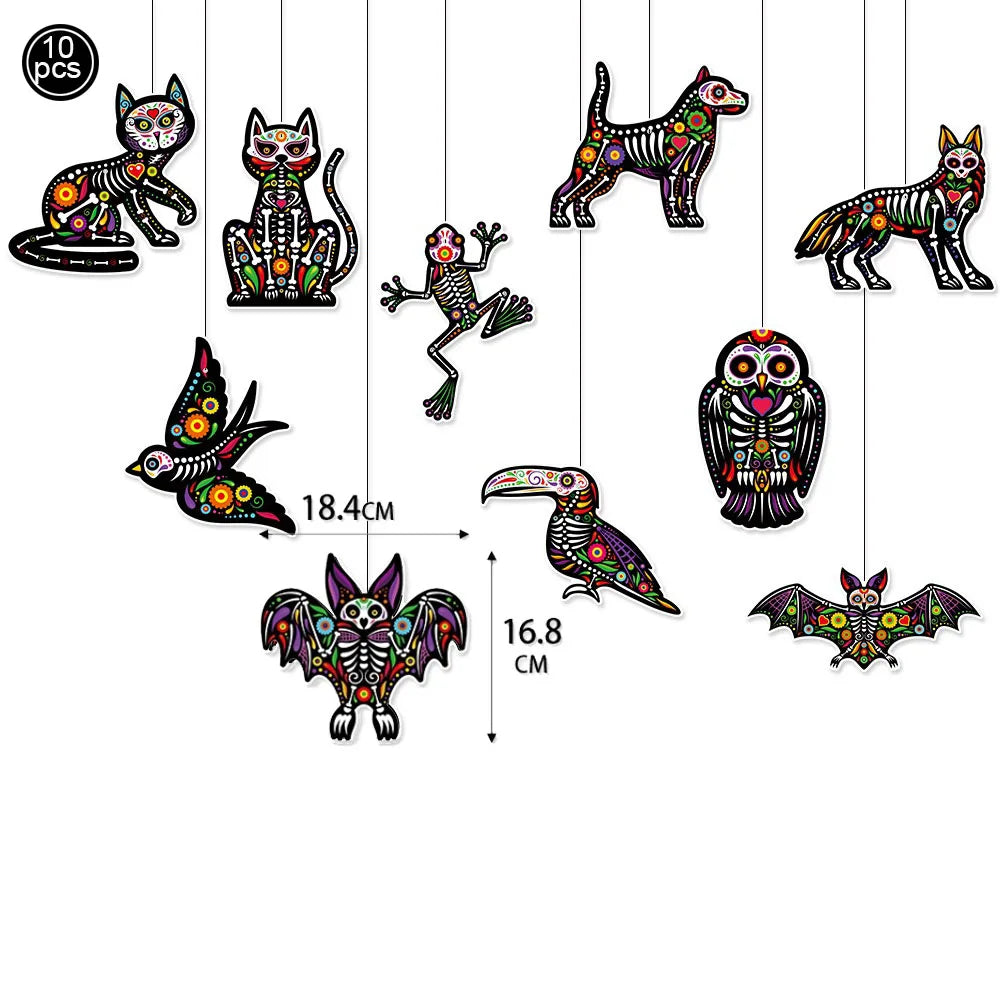 Mexico Day of the Dead Theme Party Hanging Decor Skull Banner Spiral Swirl Halloween Party Decoration Supplies