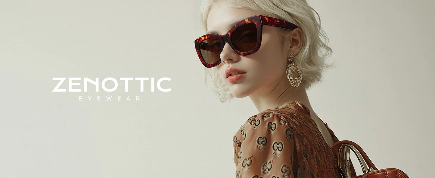 ZENOTTIC Handmade Acetate Polarized Sunglasses Fashion Square Shade UV400 Protection Sun Glasses for Women