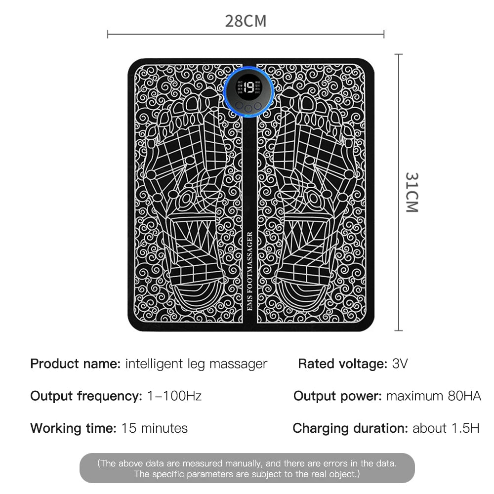 Electric Foot Massager Pad Electrostimulator Massage Mat EMS Muscle Massager Relax Feet Massage Fitness Masajeador USB Charging