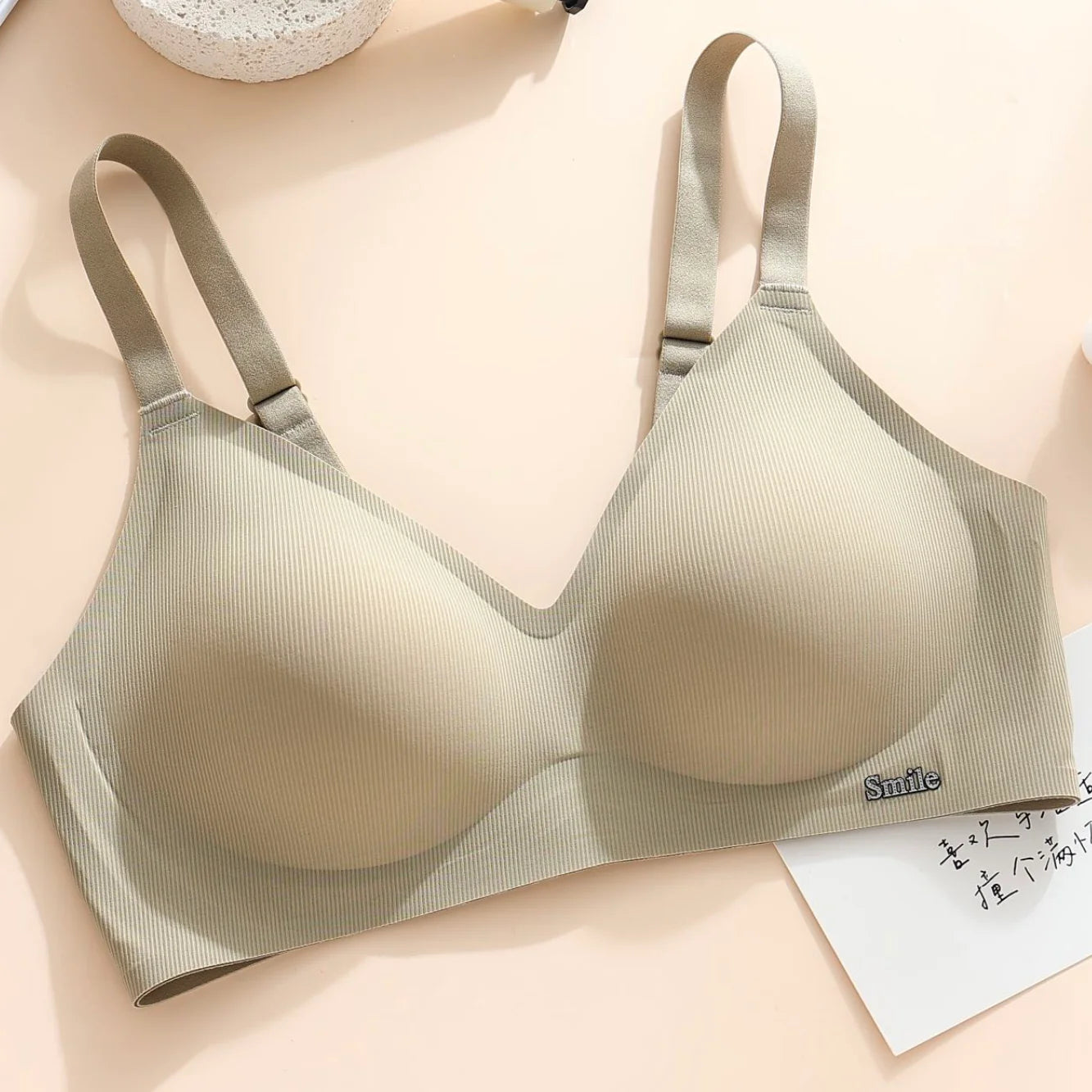 CAITING Beautiful Back Latex Cup Bra Soft Support Strips Skin-friendly Underwear For Women With Small Breasts