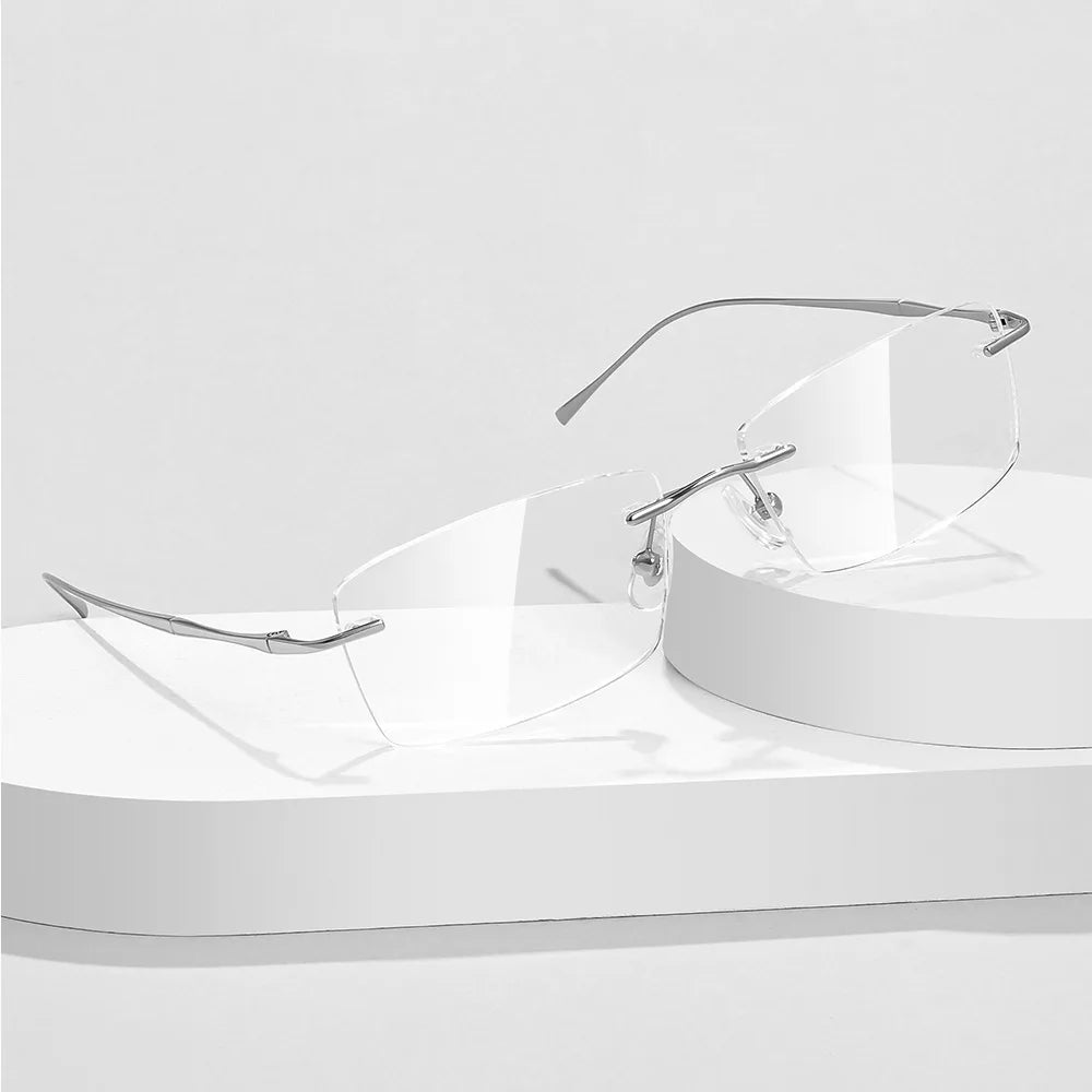 Pure Titanium Glasses Anti Blue Light Men's Eyeglasses Frames Luxury Brands Rimless Glasses Women Pure Titanium Computer Lenses