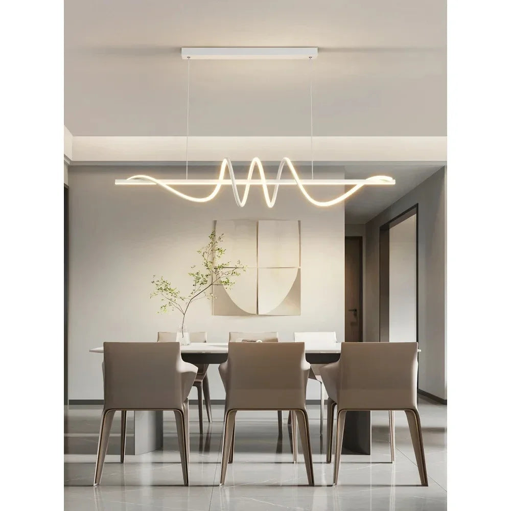Minimalist Long Strip Restaurant Ceiling Chandelier Home Decor Bedroom Living Room Pendant Light Dining Table Bar Hanging Lamps