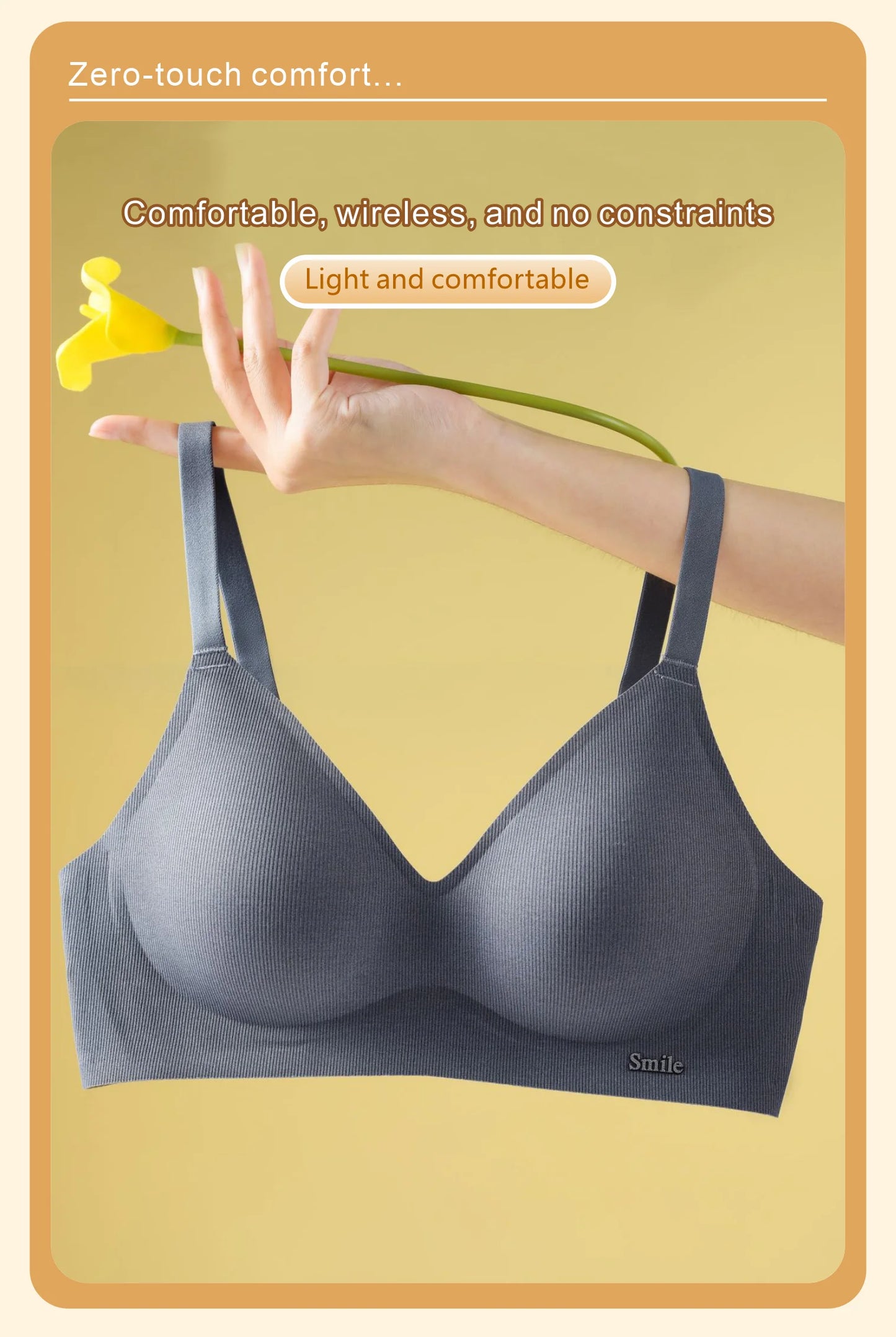 CAITING Beautiful Back Latex Cup Bra Soft Support Strips Skin-friendly Underwear For Women With Small Breasts