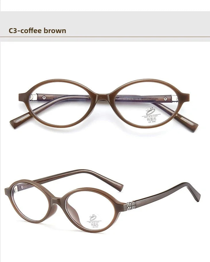 BLMUSA Retro Anti Blue Ray Photochromic Myopia Glasses Women Oval Small Frames Prescription Glasses Pop Classic Reading Glasses