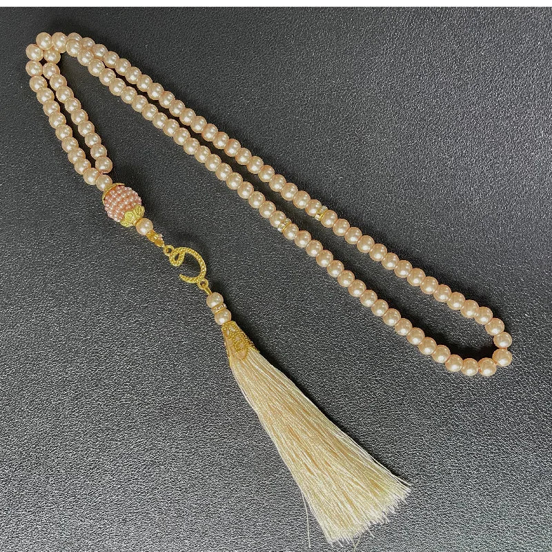 6mm 99 Islamic Rosary Beads Bracelet Muslim Glass Imitation Pearl Bracelet Chanting Prayers Women's Jewelry Accessories Gift