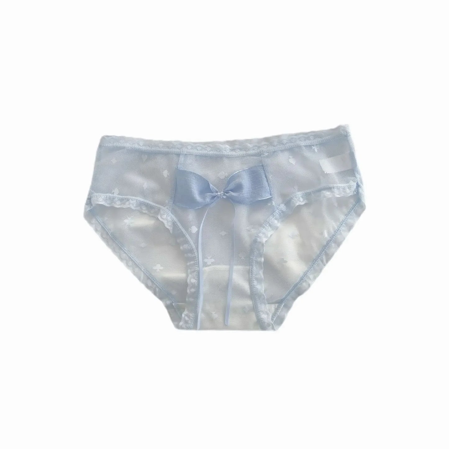 Pure Desire Sexy Lace Briefs Girls Underwear Netting Seamless Butt Covering Mid Waist Design Cute Butterfly Knot Women's Panties