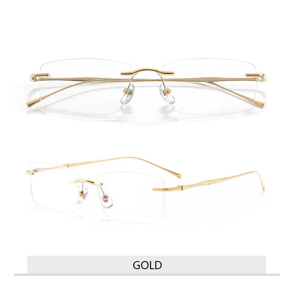 Pure Titanium Glasses Anti Blue Light Men's Eyeglasses Frames Luxury Brands Rimless Glasses Women Pure Titanium Computer Lenses