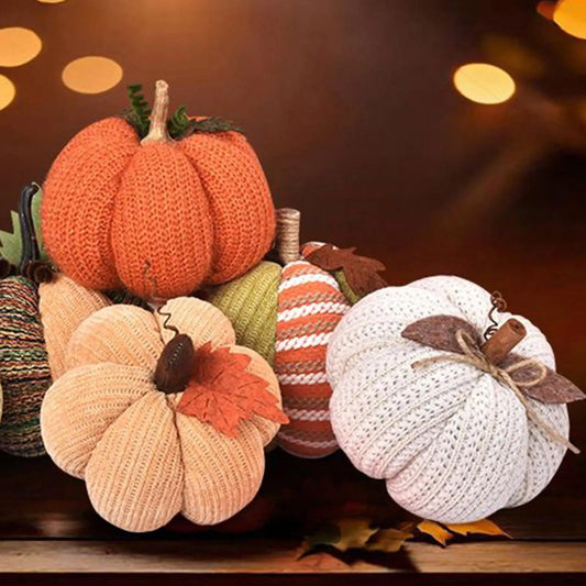Crochet Pumpkins Handmade Fall Decor Knitted Pumpkin Ornaments for Thanksgiving Halloween Home Table Centerpiece Decorations