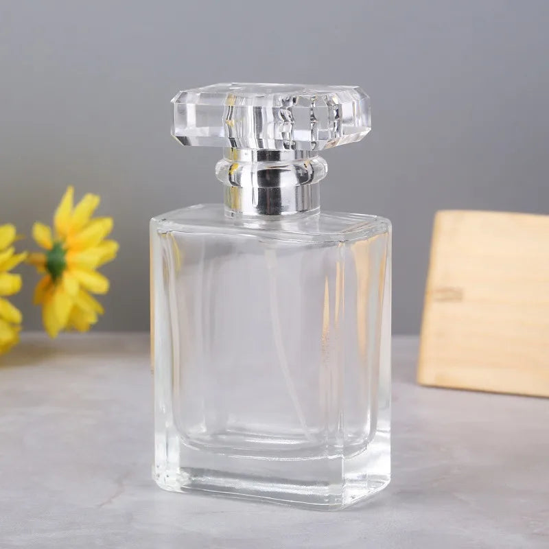 30ml 50ml 100ml Travel Pocket Glass Spray Bottles Transparent Black Perfume Containers Empty Mist Spray Bottle