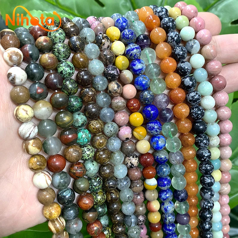 Natural Stone Beads Jaspers Amazonite Turquoises Agates Round Beads for Jewelry Making Diy Bracelet Earrings 4/6/8/10/12mm