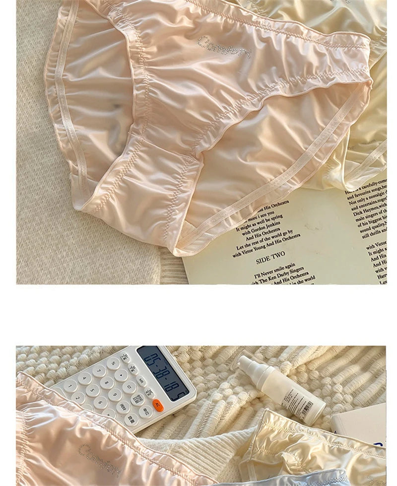 Satin lenceria Cute Sweet Girls' underwear Breathable calzones para mujer Silky smooth ropa interior femenina sexy panties 3XL