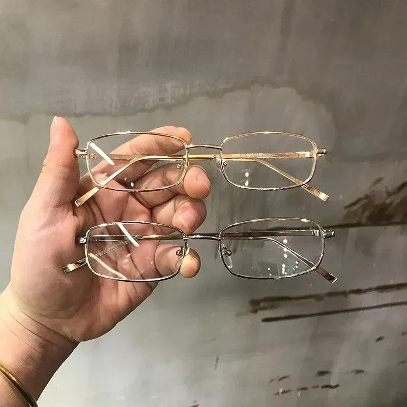 Y2K Harajuku Retro Small Square Frame Glasses for Women Metal Eyeglasses Clear Reading Spectacle Blue Light Blocking Eyewear