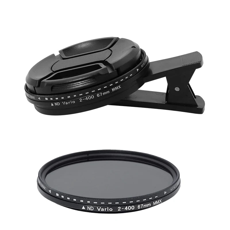 67mm Lens Filter Kit with Mobile Phone Lens Clip Variable ND2-ND400 Filter for iPhone 16 15 14 Pro Max Google Pixel Smart Phones