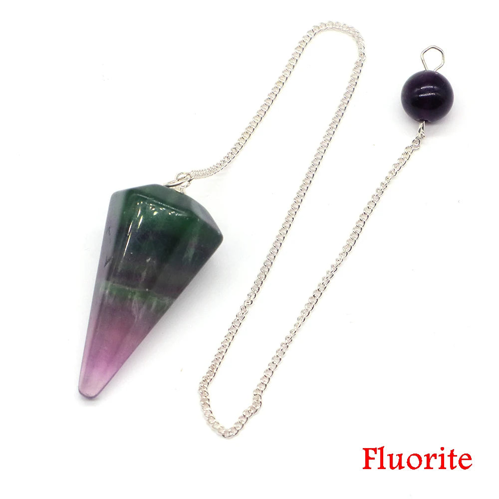 Healing Crystal Pendulum Divination Dowsing 7 Chakra Quartz Pendulums Natural Gemstone Reiki Wicca Spiritual Pendant Pendulos