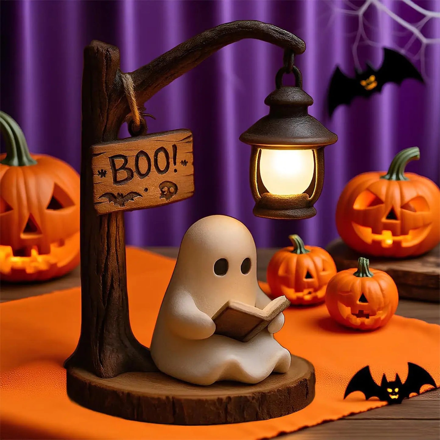 Cute Ghost Reading Lamp 3D LED Night Light Spooky Cute Desk Light for Bedroom Study Halloween Home Decor Book Lovers Gifts