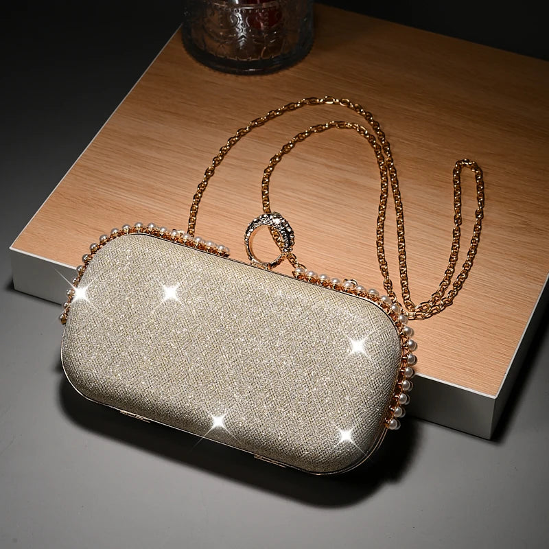 Ladies Rhinestone Crystal Clutch Bag with Chain Shoulder Strap for Women Evening Party Wedding Gift Handbag Trendy Ladies Clutch