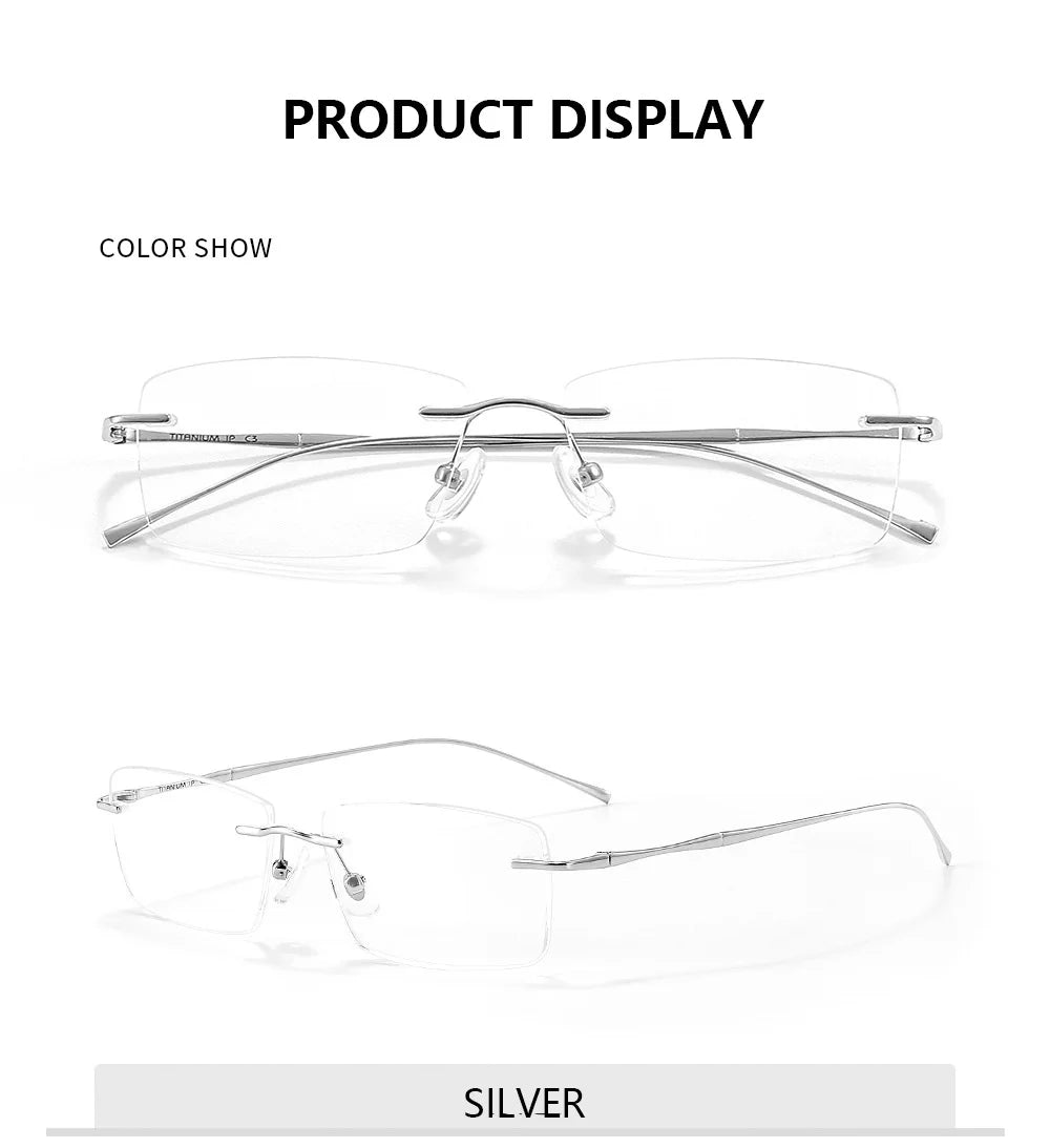 Pure Titanium Glasses Anti Blue Light Men's Eyeglasses Frames Luxury Brands Rimless Glasses Women Pure Titanium Computer Lenses