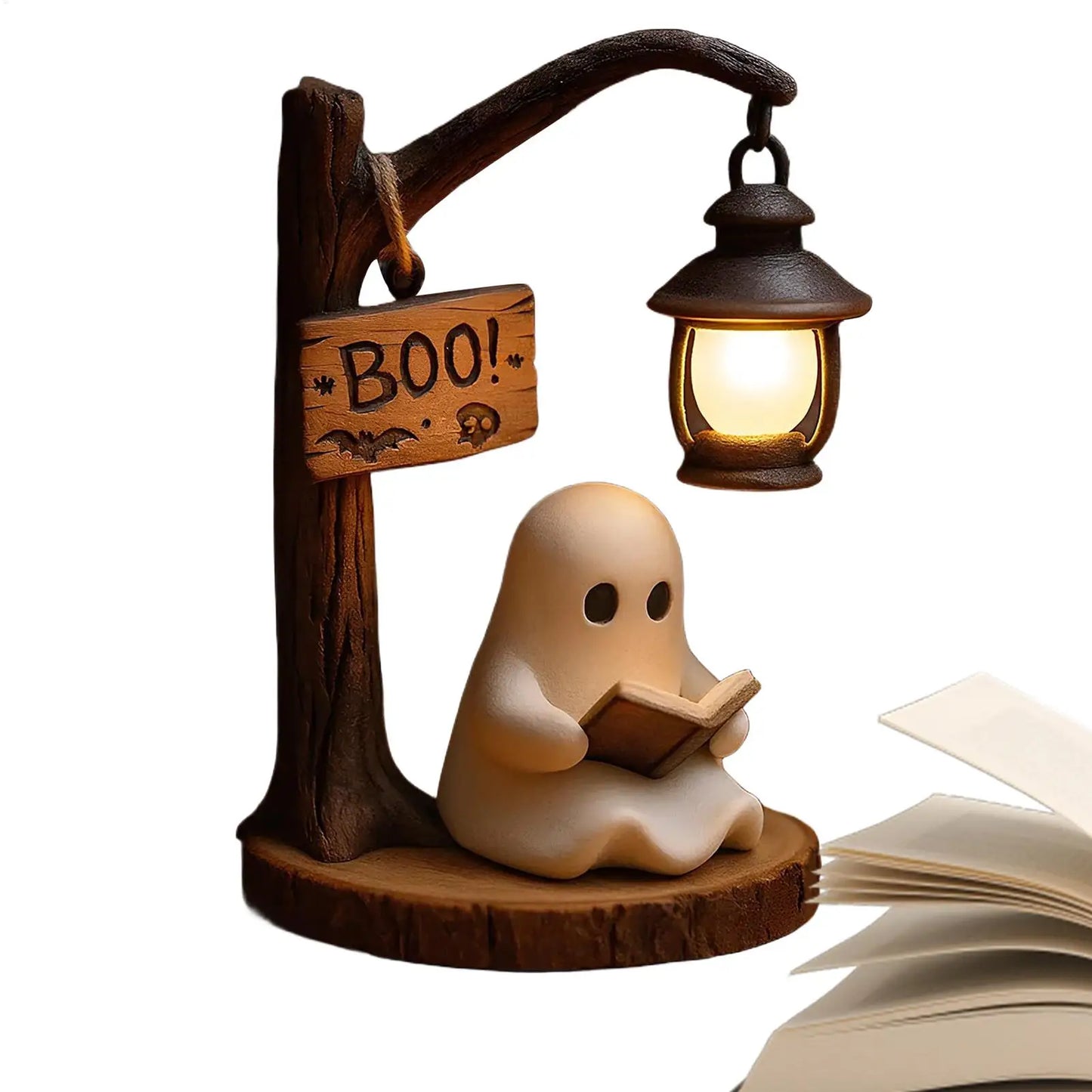 Cute Ghost Reading Lamp 3D LED Night Light Spooky Cute Desk Light for Bedroom Study Halloween Home Decor Book Lovers Gifts