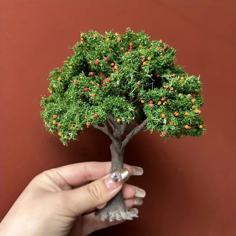 1pc Realistic Fruit Tree Decor, Miniature Sand Table Building Model Decoration, DIY Fruit Trees Miniature Landscape Decoration