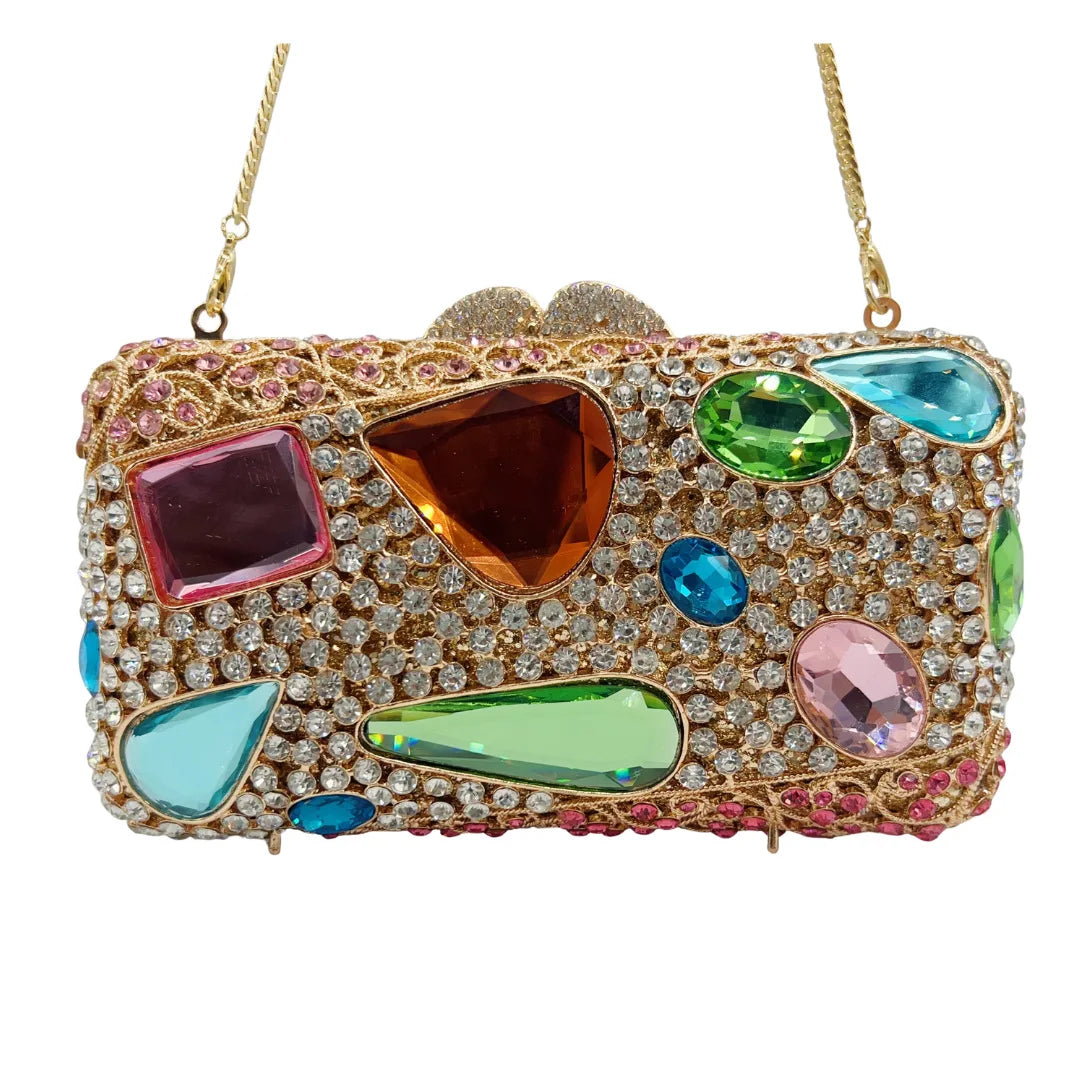 Luxury Glitter Metal Evening Bag Women Handbag Crystal Clutch Purse Wedding Party Bling Bag Rhinestone Diamond Prom Pouch