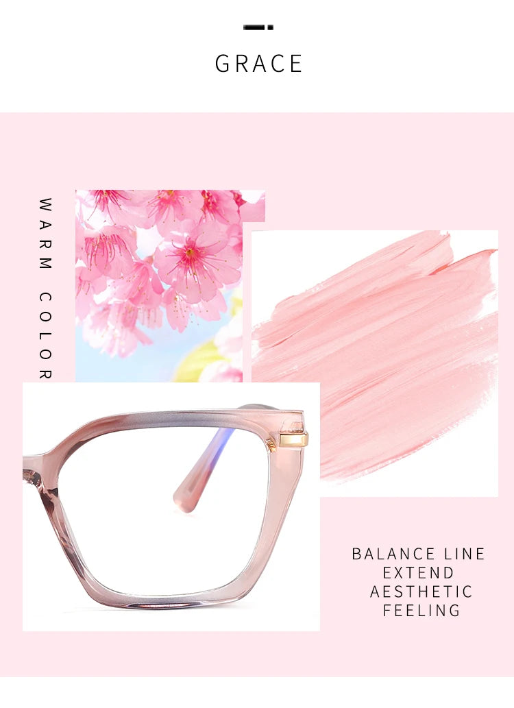 JMISUS Lightweight TR90 Butterfly Prescription Progressive Glasses Women Anti Blue Light Photochromic Square Optical Eyeglass