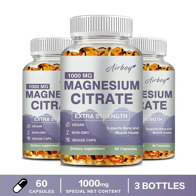 Magnesium Citrate - Supplement for Stress, Relaxation, Bone, Sleep, Heart Health, Nerve, Muscle & Metabolism