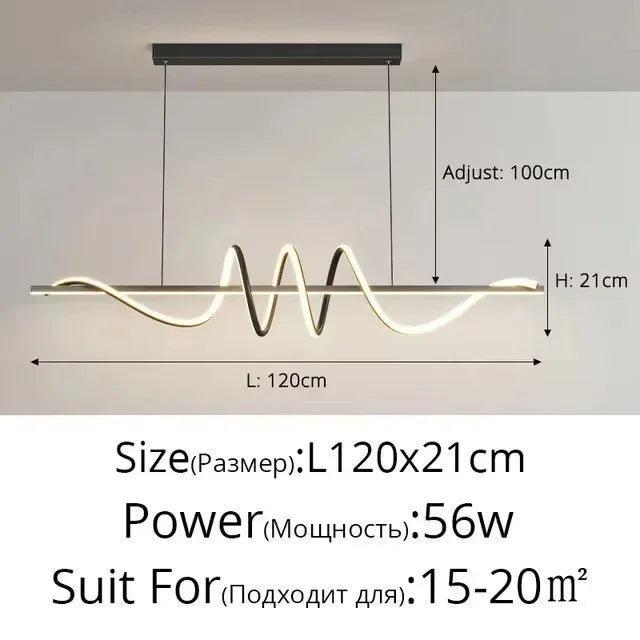 Minimalist Long Strip Restaurant Ceiling Chandelier Home Decor Bedroom Living Room Pendant Light Dining Table Bar Hanging Lamps