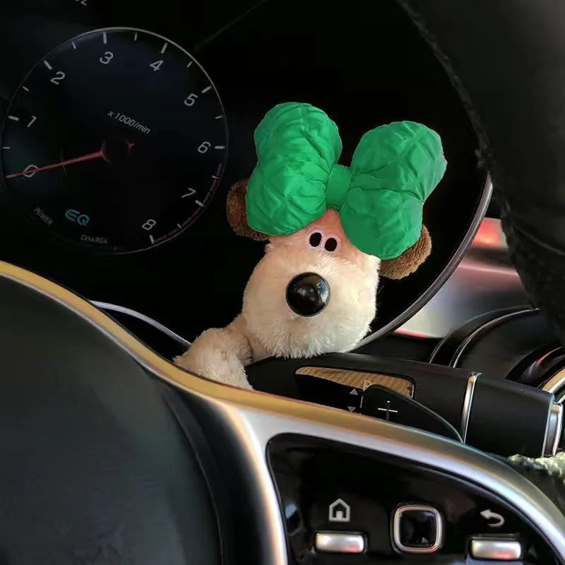 Plush cute puppy clutch decoration car turn signal switch decoration wiper  pendant, bike bicycle, electric bicycle pendant