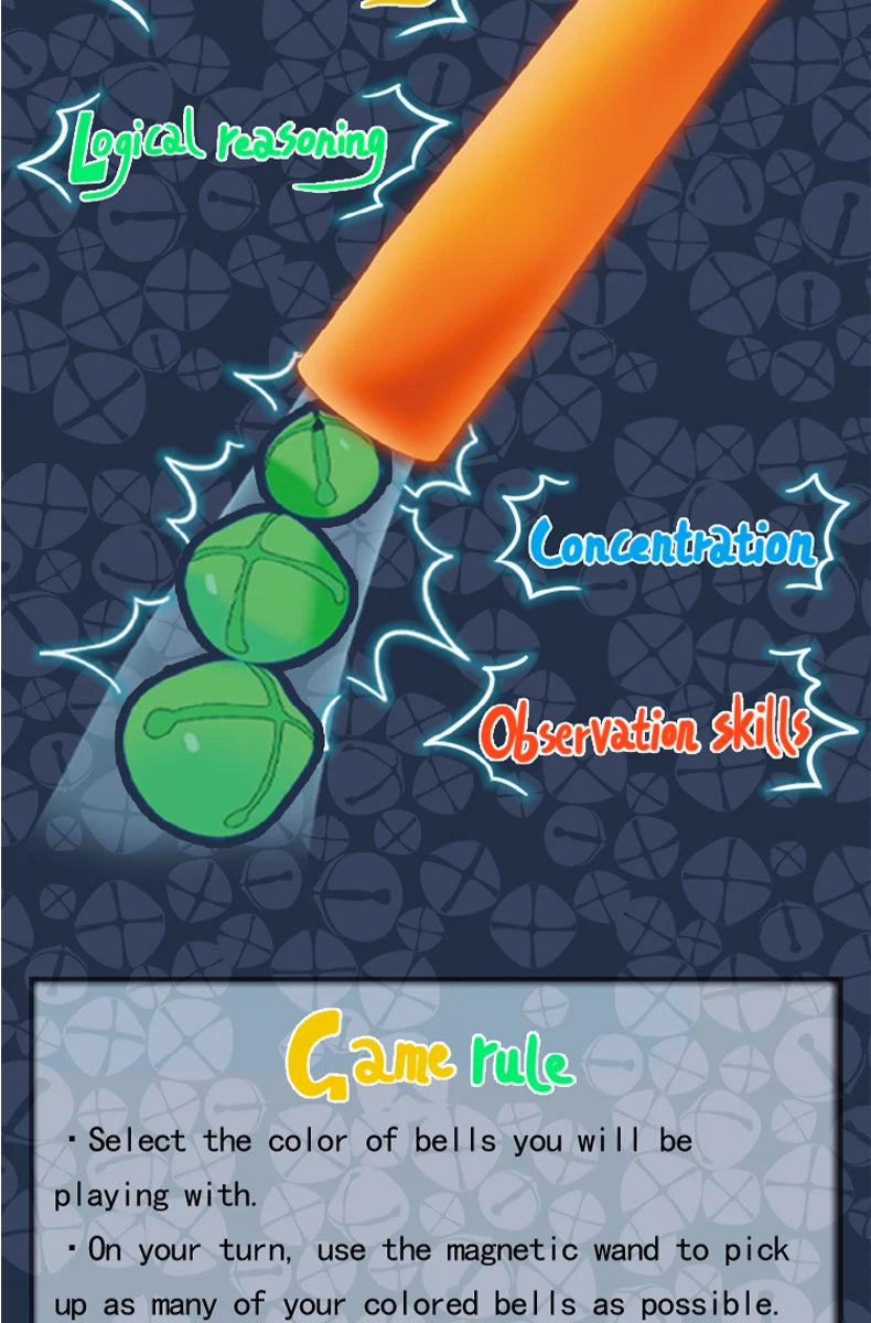 Interactive Magnetic Wand And Colorful Bell Parent-Child Sensory Magnetic Toy Portable Stress Reliever Children'sBoard Game Gift