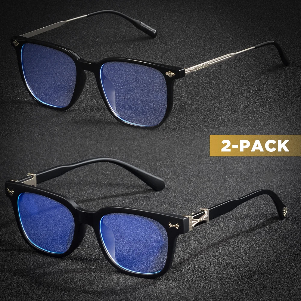 CRIXALIS 2PCS Classic Square Anti Blue Light Glasses Men Reading Books Glasses Women Prescription Eyewear Computer Eyeglasses