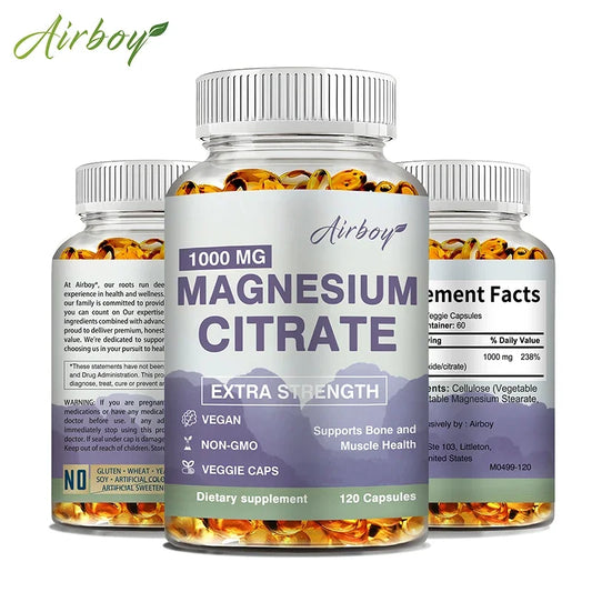 Magnesium Citrate - Supplement for Stress, Relaxation, Bone, Sleep, Heart Health, Nerve, Muscle & Metabolism