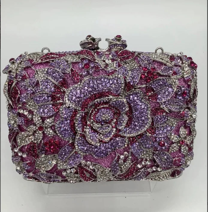 2025 New Arrival Flower Crystal Wedding Bridal Clutch Purse Luxury Designer Women's Dinner Party Cocktail Handbags Diamond Bags