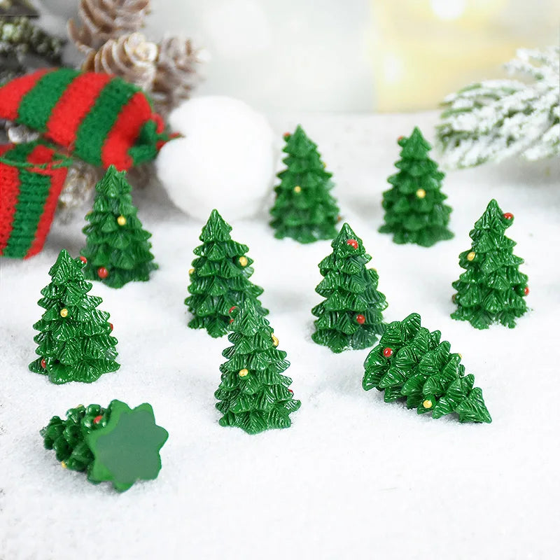 5/10pcs Mini Christmas Tree Couple Figurine Resin Xmas Trees Ornament Miniature Landscape Decor Christmas Decoration For Home