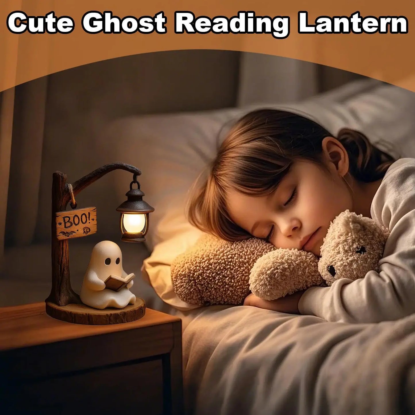 Cute Ghost Reading Lamp 3D LED Night Light Spooky Cute Desk Light for Bedroom Study Halloween Home Decor Book Lovers Gifts
