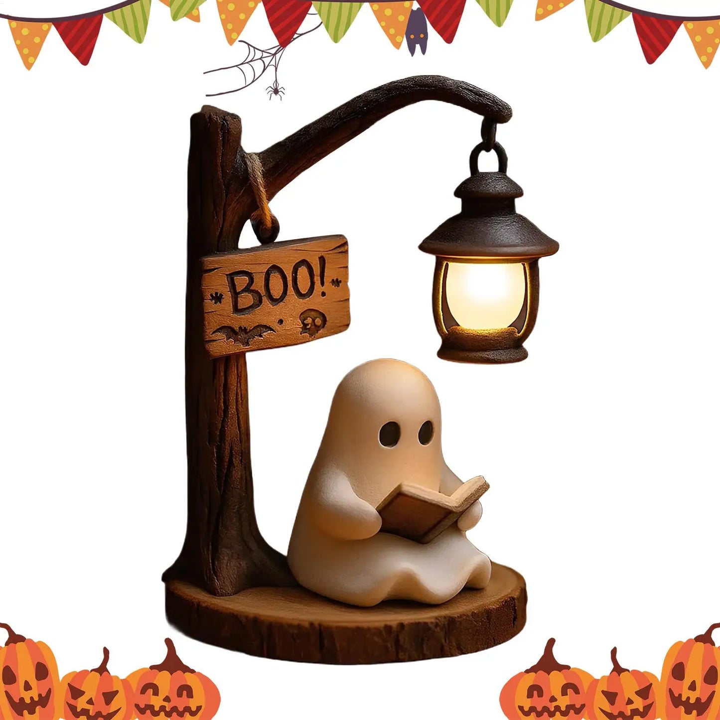 Cute Ghost Reading Lamp 3D LED Night Light Spooky Cute Desk Light for Bedroom Study Halloween Home Decor Book Lovers Gifts
