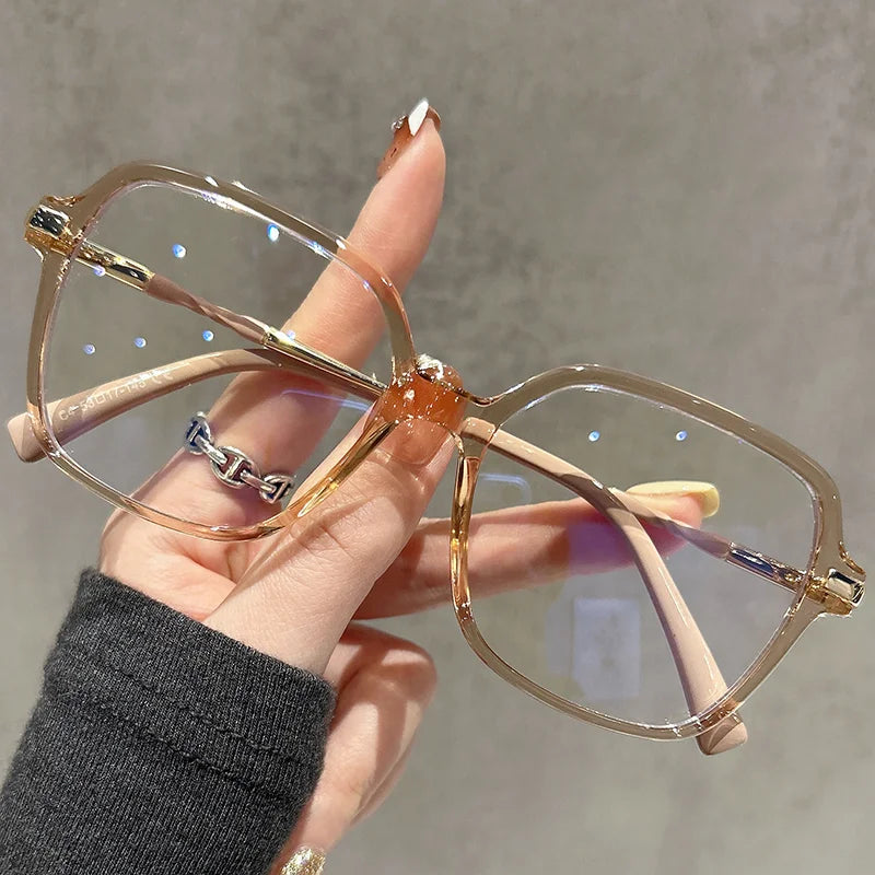 CLLOIO Premium Polygonal Customized Reading Glasses Women's Fashion Myopia Glasses Blue Light Blocking Prescription Eyeglasses