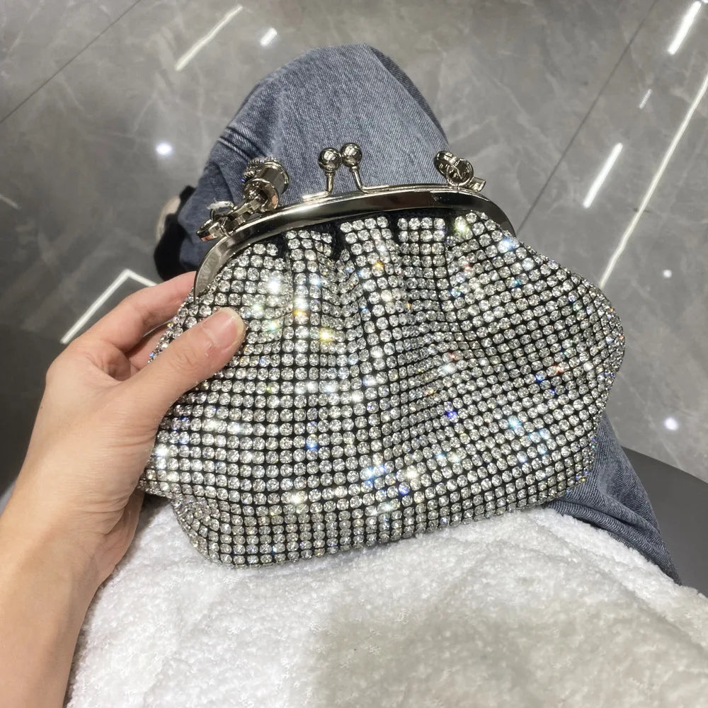 JIOMAY Women's Shiny Rhinestone Purse for Wedding Silver Clutch Bag evening Bag Luxury Clutch Bag Luxury Bags Designers Handbags