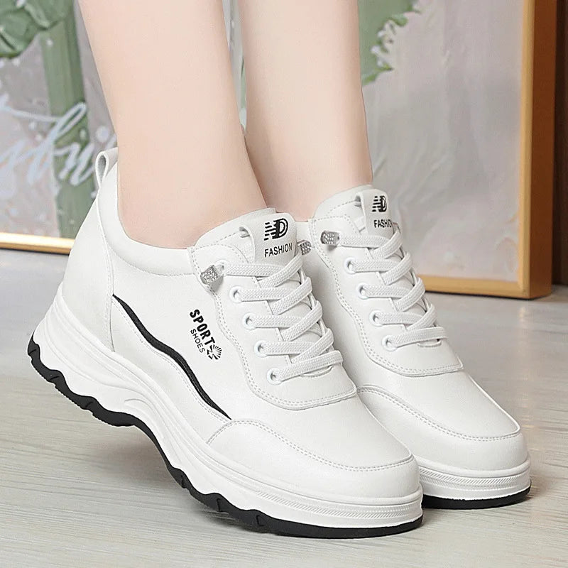 Women Water Proof Solid Comfort Sneakers Breathable Sports Shoes Outdoor Walking Flats Spring Casual Soft Leather Shoes 2024