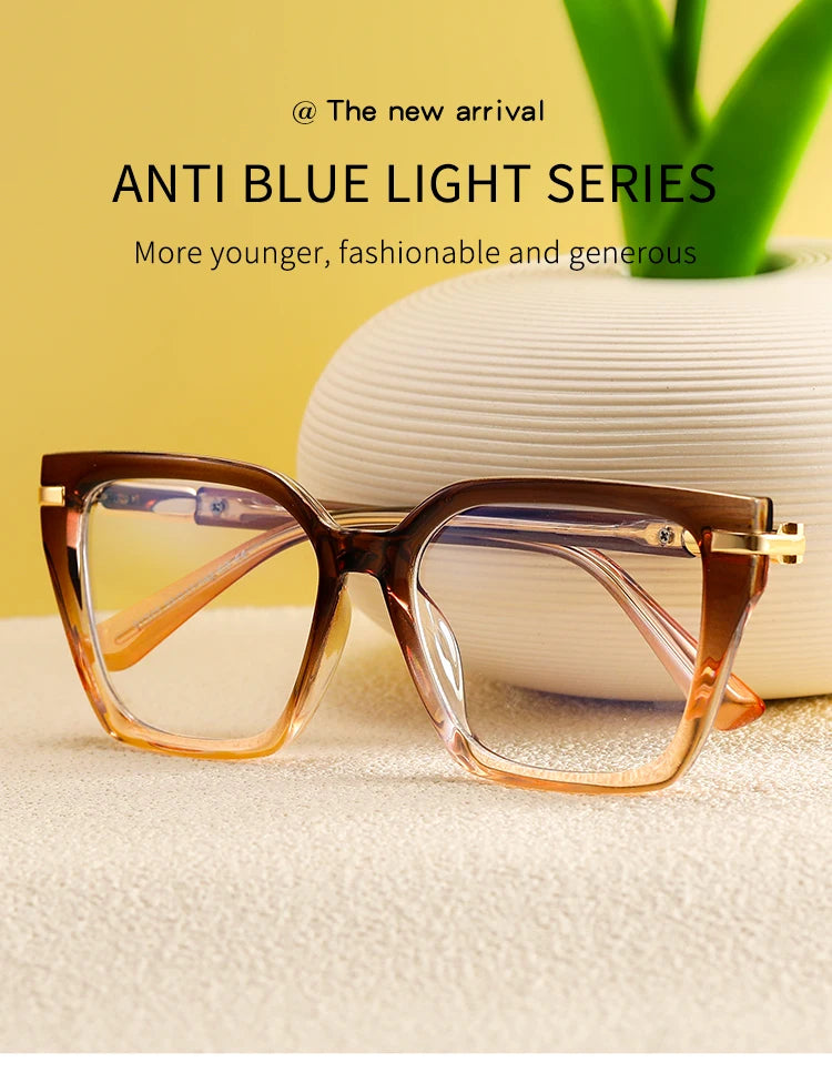 JMISUS Lightweight TR90 Butterfly Prescription Progressive Glasses Women Anti Blue Light Photochromic Square Optical Eyeglass