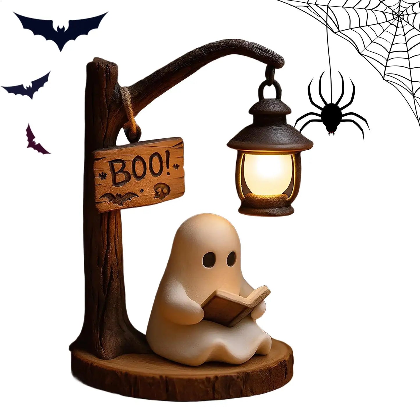 Cute Ghost Reading Lamp 3D LED Night Light Spooky Cute Desk Light for Bedroom Study Halloween Home Decor Book Lovers Gifts