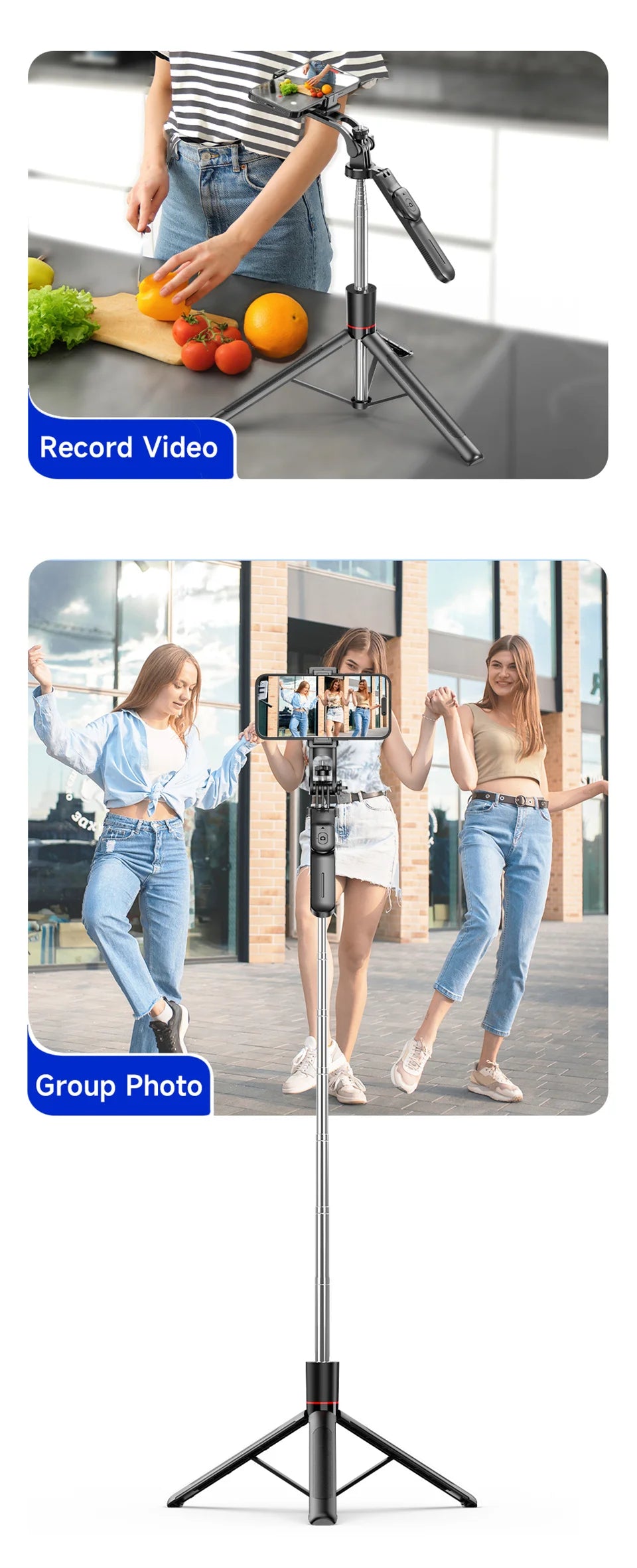 MEUYAG Selfie Stick Tripod with 1708mm Long Monopod Fill Light, Bluetooth Remote, 360° Rotation, 1/4 Interface, for mobile phone