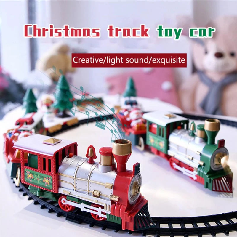 Christmas Electrical Train Christmas Tree Decoration Accessories Track Small Train With Music Santa Claus Train Children's Gift