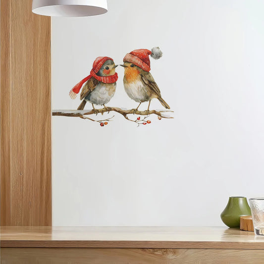 Christmas Couple Bird Wall Stickers Window Valentine's Day Living Room Bedroom Switch Home Decoration Mural Decal