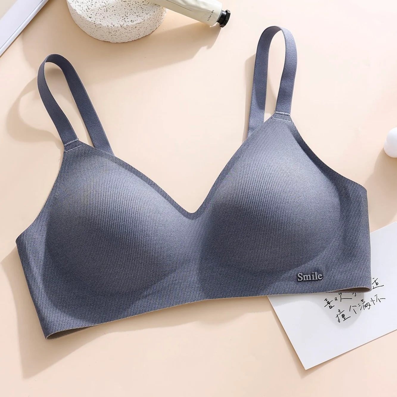 CAITING Beautiful Back Latex Cup Bra Soft Support Strips Skin-friendly Underwear For Women With Small Breasts