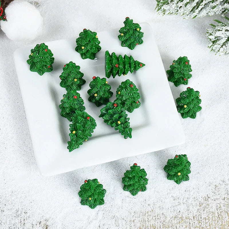 5/10pcs Mini Christmas Tree Couple Figurine Resin Xmas Trees Ornament Miniature Landscape Decor Christmas Decoration For Home