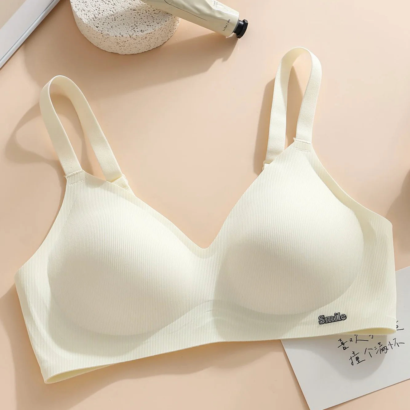 CAITING Beautiful Back Latex Cup Bra Soft Support Strips Skin-friendly Underwear For Women With Small Breasts