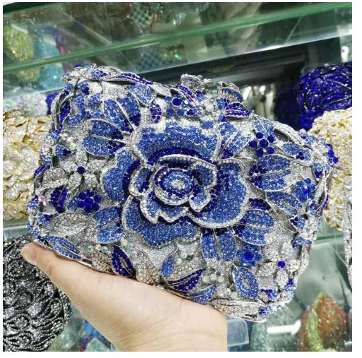 2025 New Arrival Flower Crystal Wedding Bridal Clutch Purse Luxury Designer Women's Dinner Party Cocktail Handbags Diamond Bags